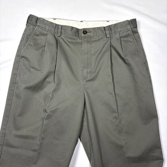 Lot of 2 LL Bean Comfort Waist Chino Pleated Pants Slacks Blue / Gray Mens 38x30 - Picture 4 of 16